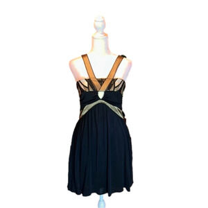 MARCIANO Sexy Black w/ Gold Trim Silk Cocktail Party Dress Size S